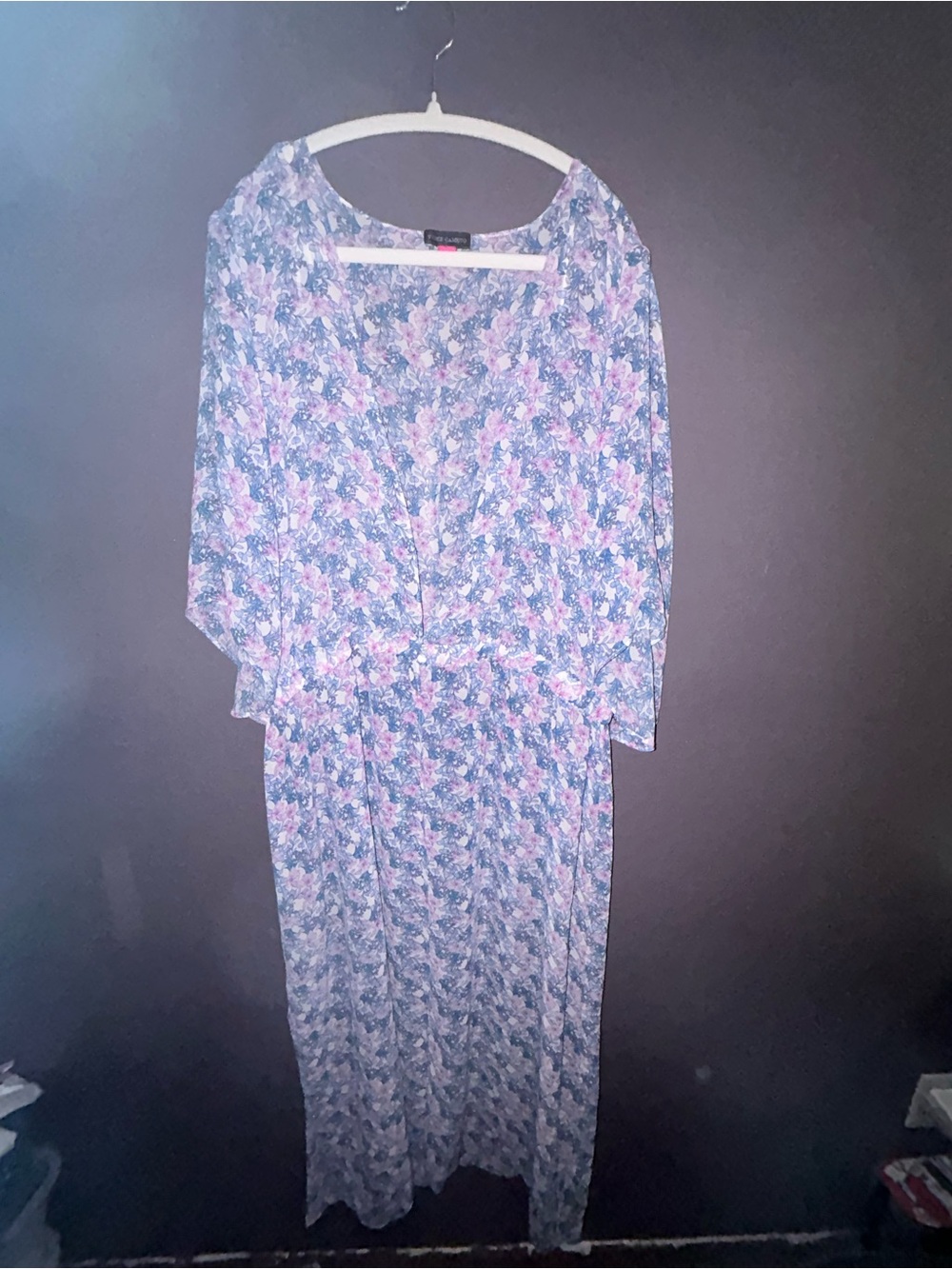Vince Camuto Blue and Pink Floral Maxi Dress